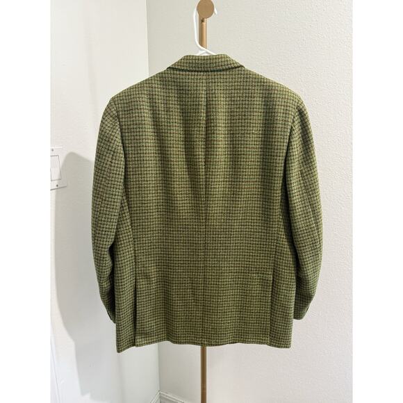 Botany 500 Blazer Bledsoe’s Mens’s Shop Green Houndstooth Wool 41 Regular Vtg - Picture 4 of 8